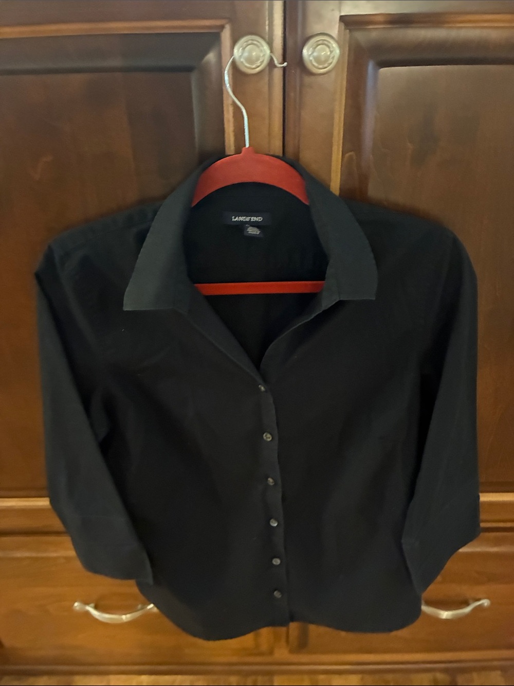 Lands' End Black Women's Button-Front Blouse